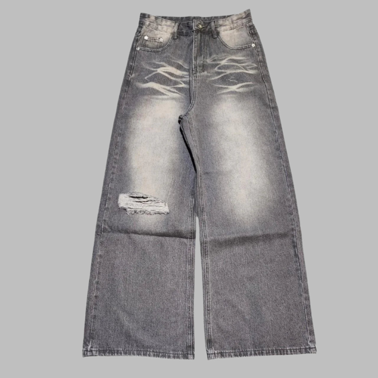 Baggy Distressed Grey Denim