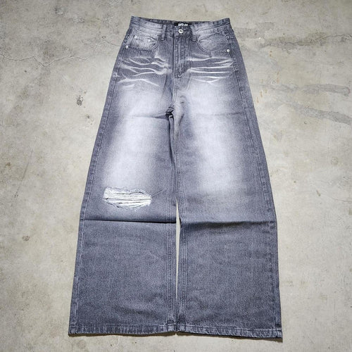 Essential Baggy Denim - Gray/Distressed