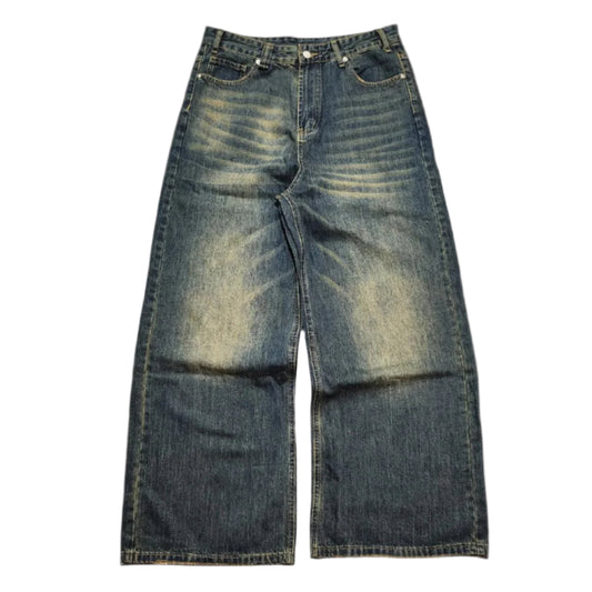 Baggy faded sandwash denim