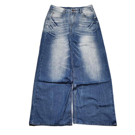 Faded blue baggy jeans wide leg denim