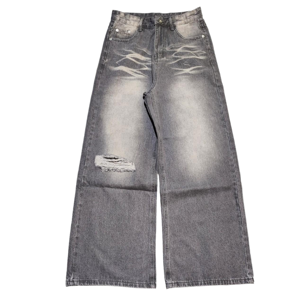 Baggy Distressed Grey Denim