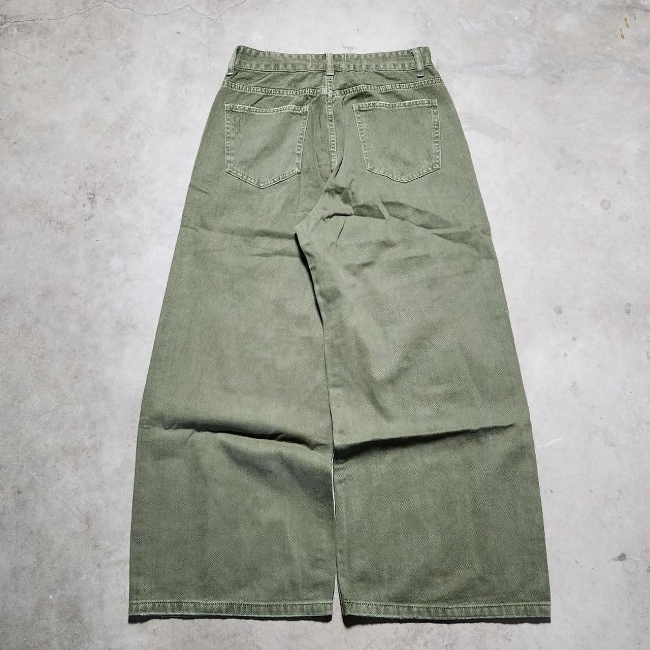 Olive Green Distressed Denim