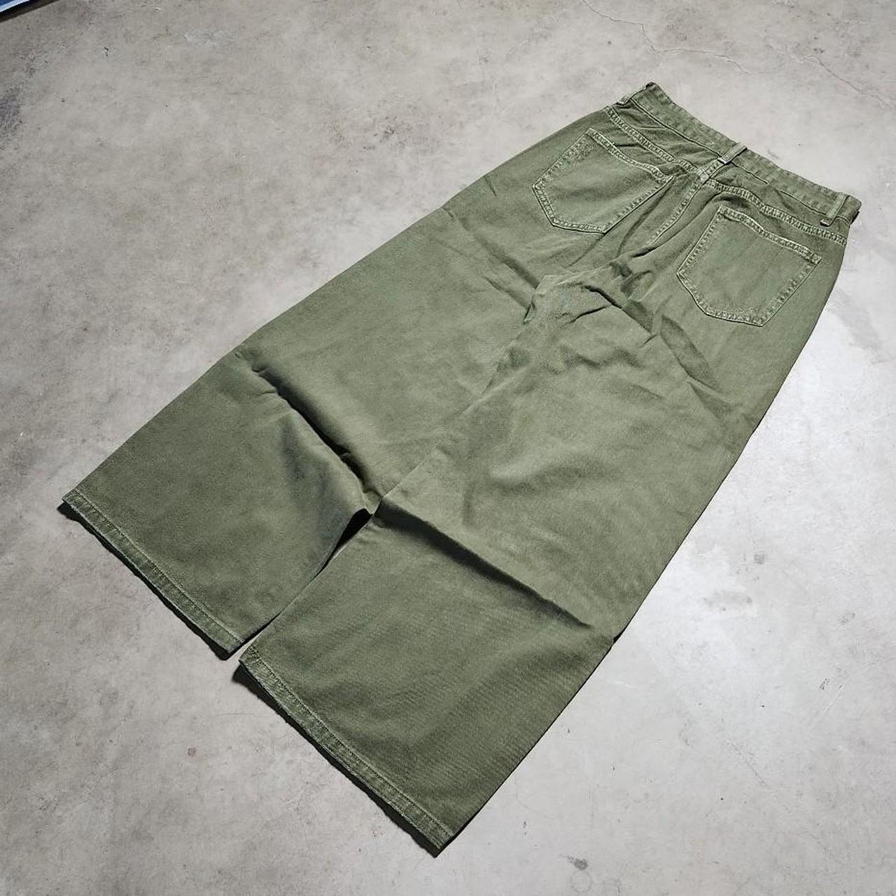 Olive Green Distressed Denim